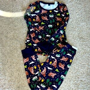 Matching pajama set, lodge bear camping set
